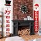 Christmas Porch Banner Sign Snowman & Santa Claus Decoration - 71"L x 12"W (Red, White)